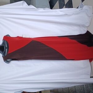 NWT SANDRA DARREN MAXIDRESS RED BROWN SIZE 6, geometric design